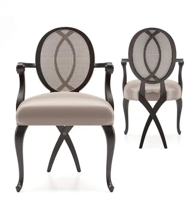 Cross-Leg Accent Chair with cane work LIVSURFACE
