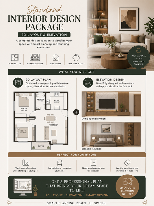 📐🧱 Standard Interior Design Package (2D Layout & Elevation)