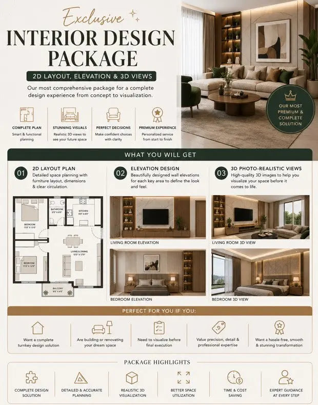 🏠🧊 Exclusive Interior Design Package (2D Drawings & 3D Views) LIVSURFACE