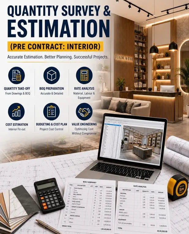 🔢📋🛋️Quantity Survey & Estimation (Pre Contract: Interior) LIVSURFACE
